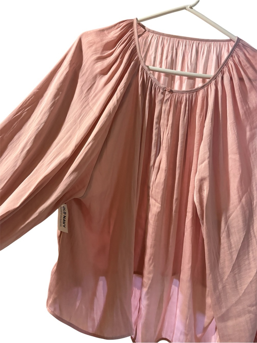 Old Navy Peach Pink Pleated Long-Sleeve Blouse - Picture 5 of 6